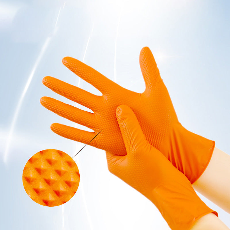 (30 paires)🔥🔥Gants jetables en nitrile avec renfort à motif losange, gants de protection industriels